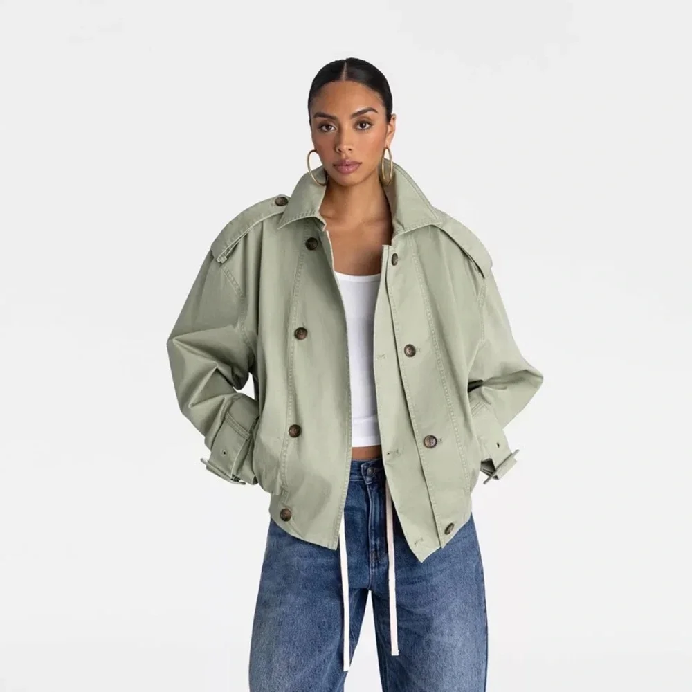 KBB by KAHLANA x Target The Cropped Trench Coat Sage Green NWT S, M, L, XL, XXL - Picture 1 of 1